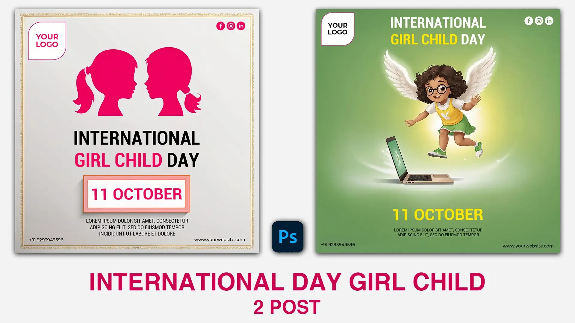 Flying High with Education Girl Child Day Instagram Post Design image